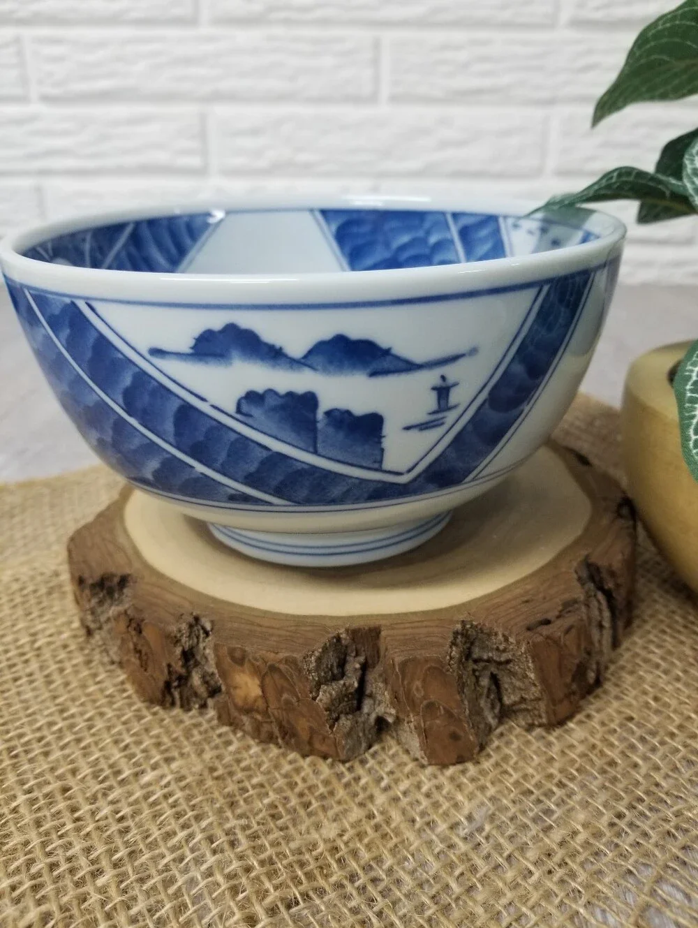 Blue/White Japanese Bowl With Deer Design